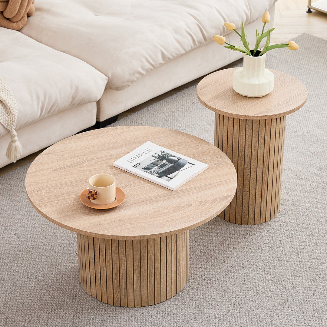East Urban Home Coffee Table Natural Wood 50cm H X 70cm W X 70cm D