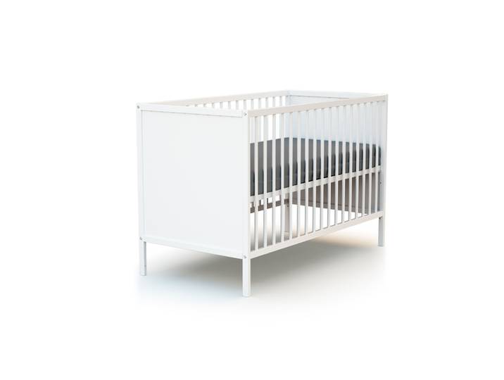 WEBABY - Chambre bébé lit et commode à langer en bois Blanc