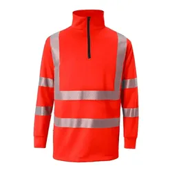 Warnschutz Zip-Sweatshirt "REFLECTIQ" UV-Schutz - L - warnrot
