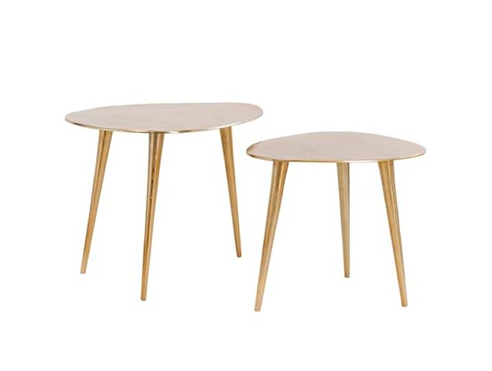 Couchtisch ELEMENTS 50cm - gold - Metall - handgefertigt Unikat robust Als auch als Beistelltische nutzbar, Einzelstücke, 2er-Set, Handarbeit