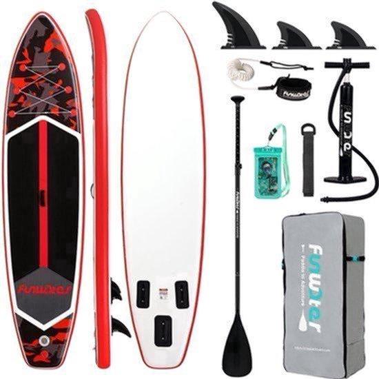 Aufblasbares SUP-Board, Blau/Rot - 11'6 Zoll Länge - PVC-Material - Stand-Up-Paddle-Board - Surfbrett