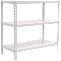 SimonRack Metallregal, 900x1200x400 mm, 3 Ebenen, Metallboden, 200 kg Biegepunkt, Weiss - Simonclick