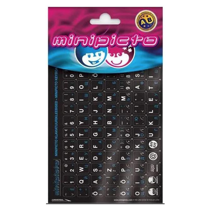 Minipicto keyboard stickers EST/RUS, black/blue (KB-UNI-RU02-BLK) (kb-uni-ru02-blk)