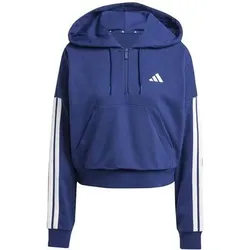 ADIDAS Damen Kapuzensweat Essentials 3-Streifen French Terry Quarter-Zip, Größe M in Blau Blau