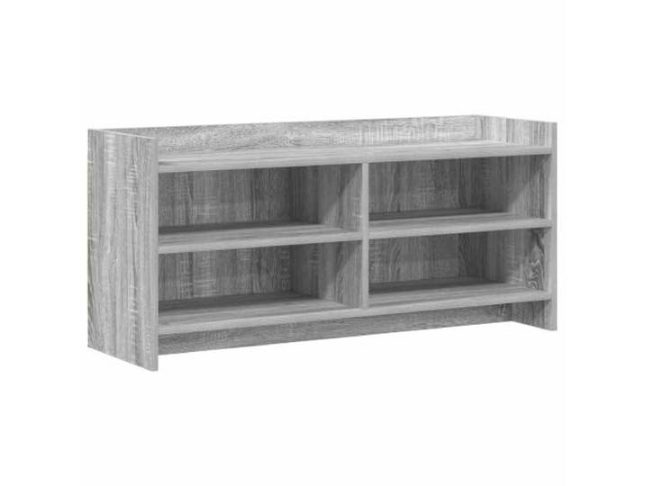 KUPTYERFG TV Lowboard 100x33x47cm TV-Schrank Grau Sonoma Holzwerkstoff Kompaktes Fernsehtisch Design mit 4 offenen Fächern für Wohnzimmer und Schlafzimmer. Stabile Konstruktion aus Holzwerkstoff.