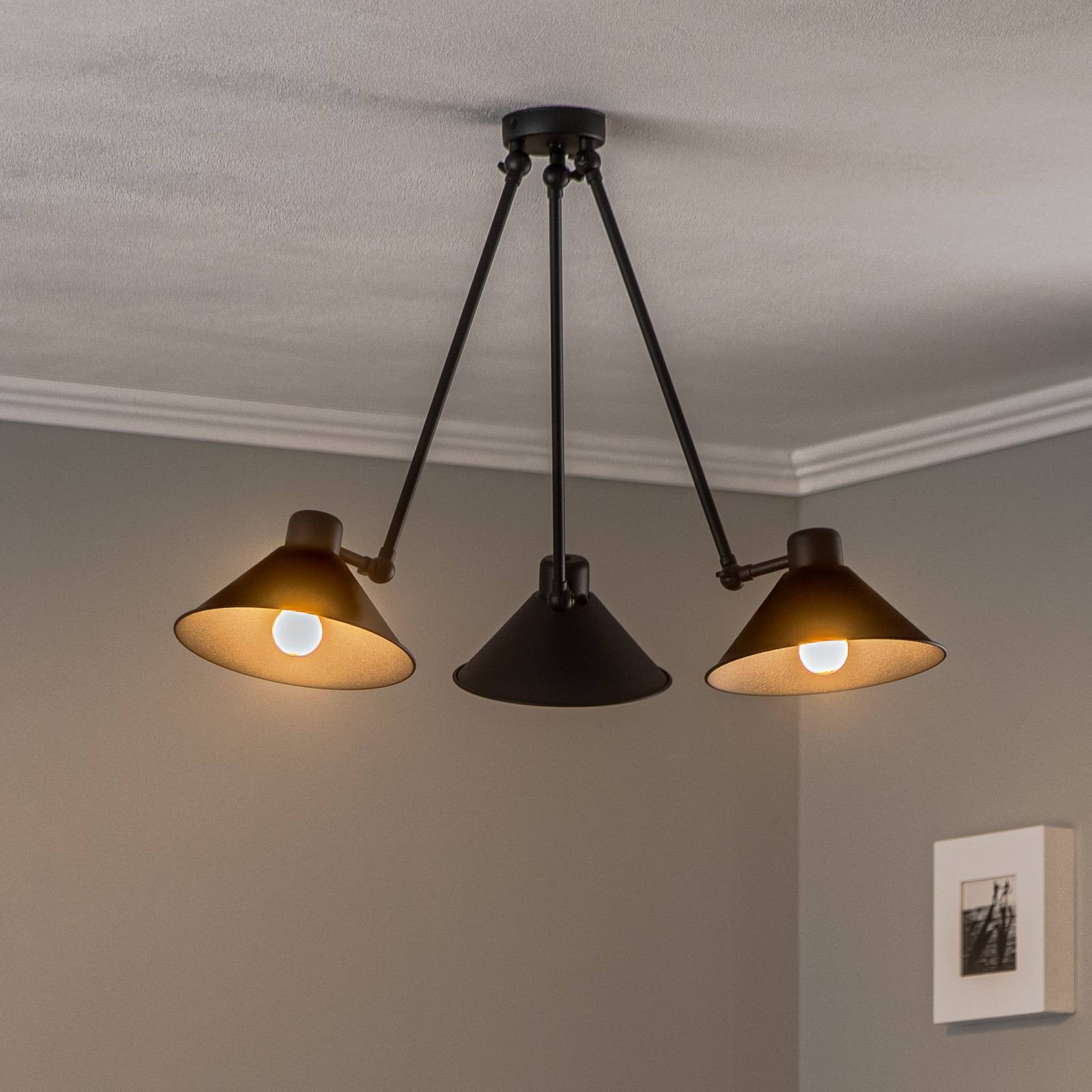 Argon Hanglamp Alan, zwart, metalen ronde hanglamp, dimbaar