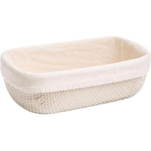 Tescoma Brotkorb Online 9008290, aus Metall / Stoff, 28,5 x 18,5 x 9,5 cm, eckig, mit Stoffeinsatz, weiß