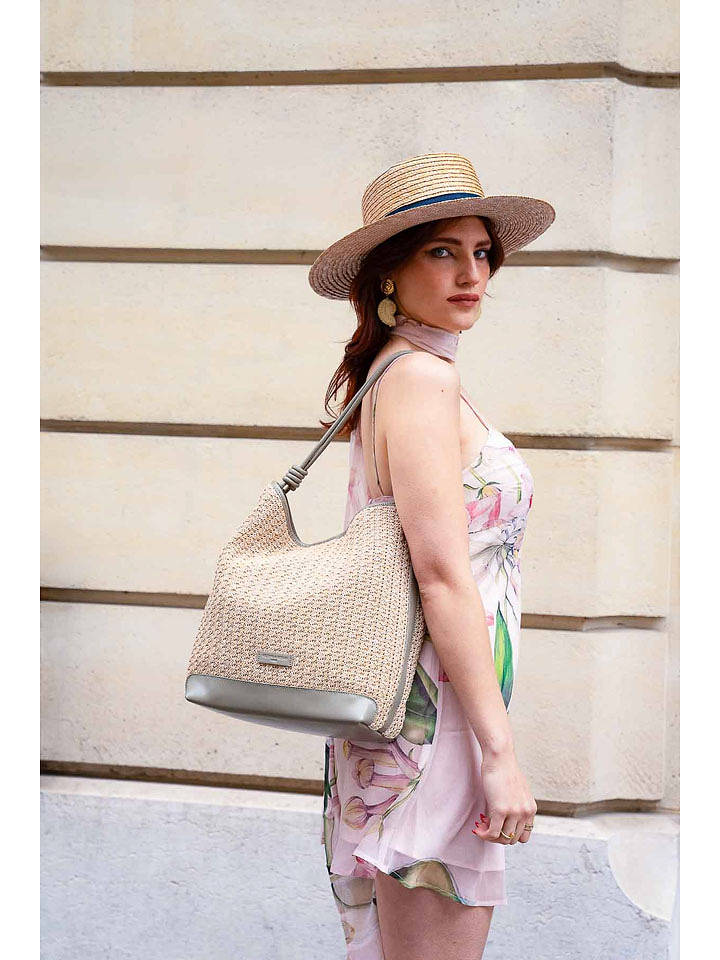 Victor & Hugo Paris Schultertasche "Luzia" in Beige/ Grün - (B)28 x (H)34 x (T)15 cm - onesize