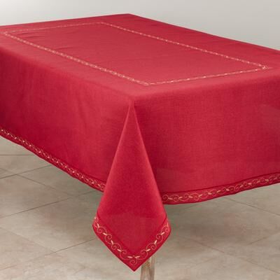 Saro Lifestyle Holiday Tablecloth With Embroidered Border Design