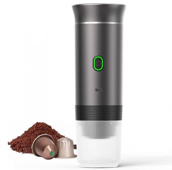 Draagbare espresso machine voor koffiekapsels, grijs, inklapbaar
