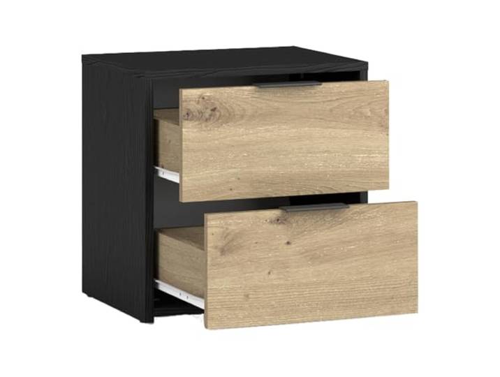 Nachttisch Nachtschrank Nachtkonsole, 2er Set, graphit mit Artisan Eiche