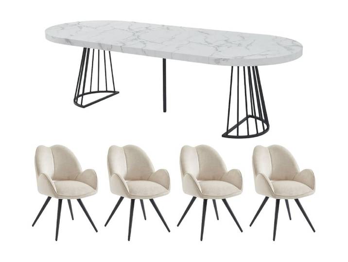 Ensemble table et chaises mdf blanc