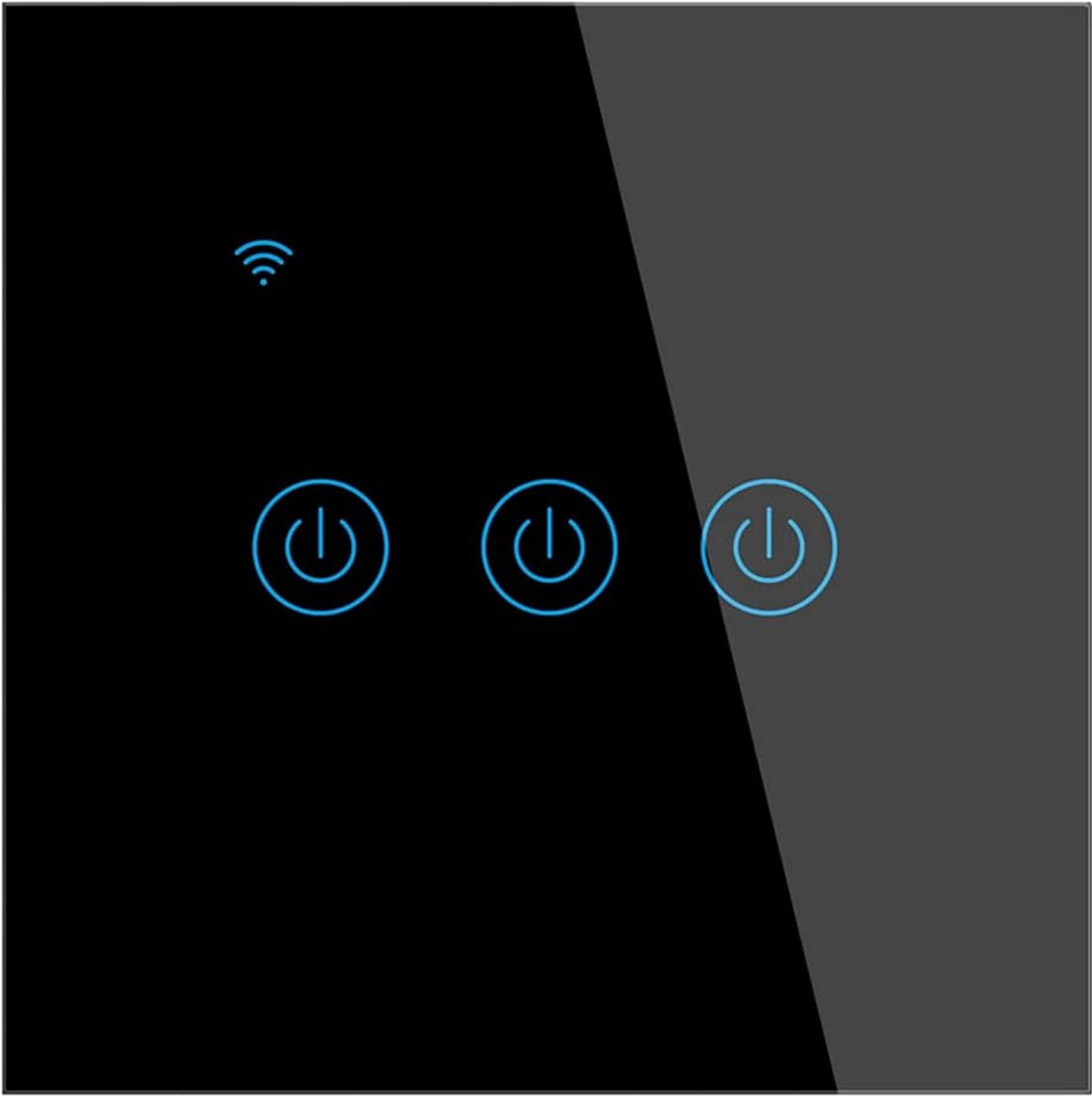 Smart Touch Lichtschakelaar met Blauwe LED, Wifi App & Spraakbediening en Timer