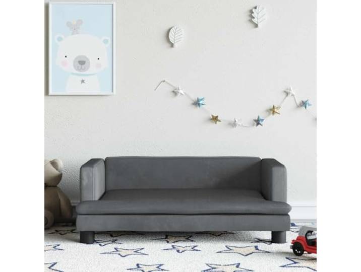 LPERTGFHU Kindersofa, Samt Minisofa, Kiefernholz-Rahmen, Dunkelgrau Gepolsterte Sitzfläche, Sicherer Halt ohne Kanten, Ideal für Kleinkinder