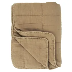 IB Laursen Vintage Quilt unifarben Baumwolldecke, 180 x 130 cm, cognac
