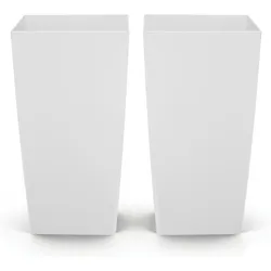 VEVOR Pflanztopf 390x390x750 mm 2er-Set, Blumentopf, Blumenkübel, PP-Pflanzgefäß, Planzkübel, Pflanzkasten mit Innentopf & Abflusslöchern, Geeignet für Zimmer- & Gartenpflanzen, Weiß