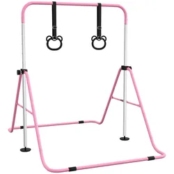 KINDER Gymnastik Turnreck 5-stufige höhenverstellbar Reckstange Stahl Rosa