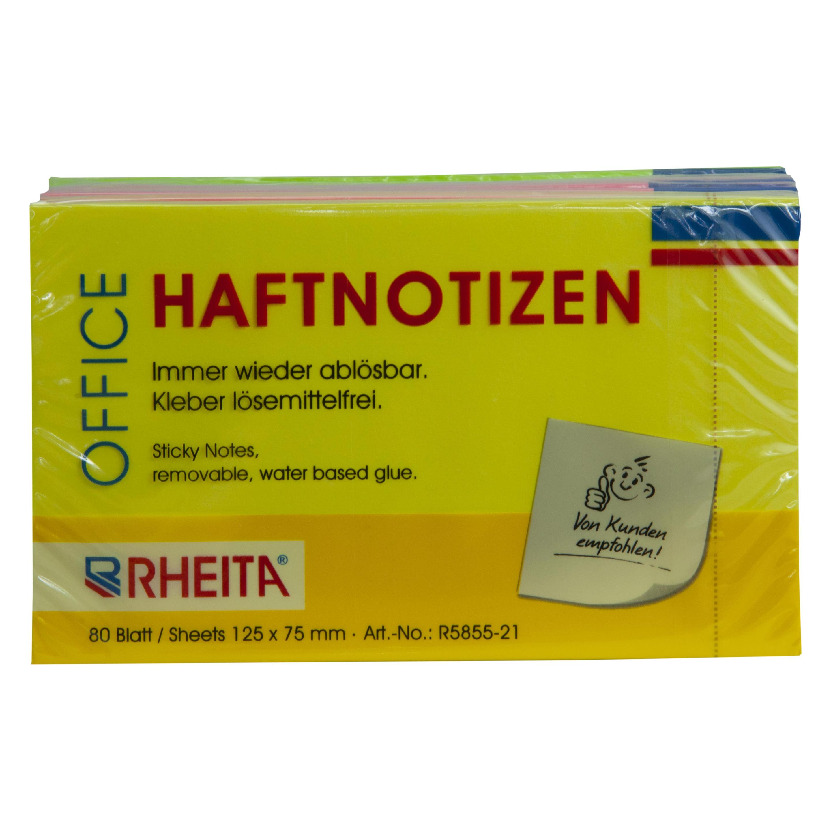 Rheita Haftnotizen sortiert, L x B mm: 125 x 75 (125 x 75 mm) (R5855-21)