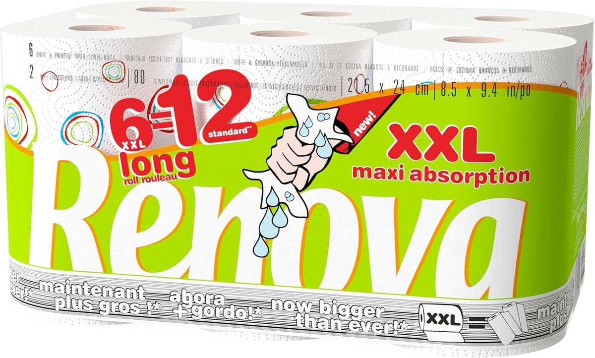 Max Absorptie Compact Roll XXL Handdoeken - 6 Stuks