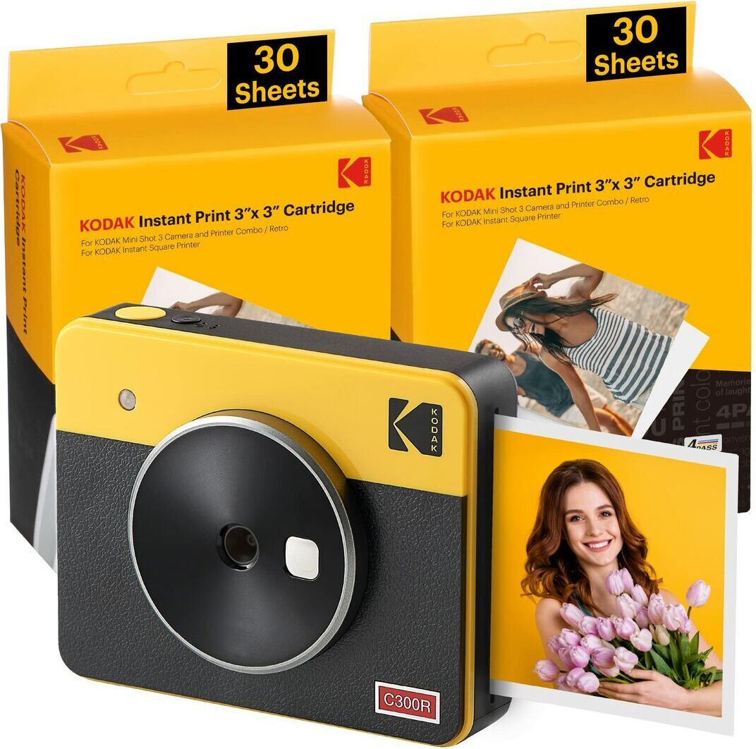 Kodak Mini Shot 3 Retro Instantcamera, Geel, 76,2 x 76,2 mm, CMOS-sensor, 4Pass-technologie