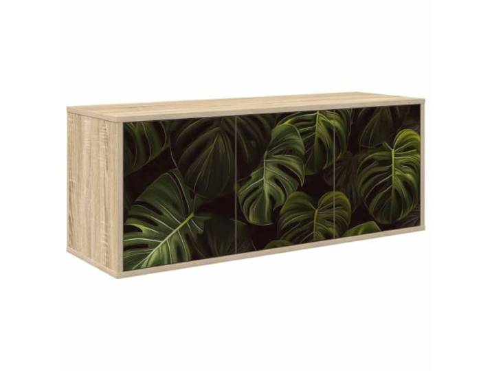 HAQWRDQSG Wandmontierter TV-Schrank ELBURG 102x33x40 cm Sonoma-Eiche Schwebendes Hängeboard fürs Wohnzimmer mit 3 Türen und stilvollem Muster, spart Stellfläche und schafft Ordnung.