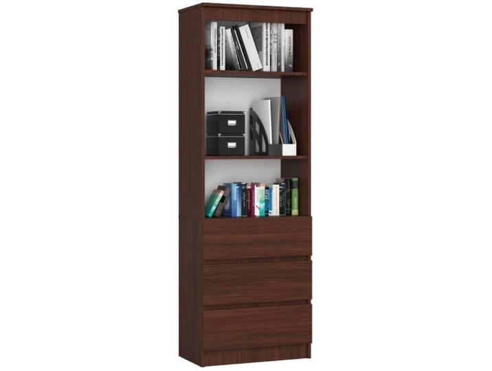 Bibliothèque de bureau AKORD R60 Wengé 60 cm 3 tiroirs façade Wengé 3 étagères 60x35x180 cm