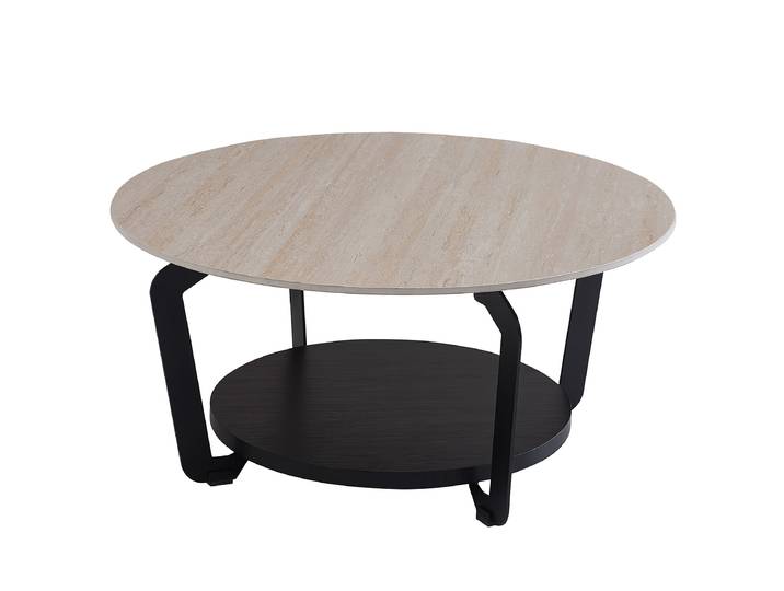 Table basse Pambero Ø 90cm Beige/Noir