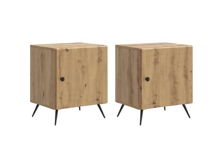 Fisinber Nachttisch 2er Set Artisan-Eiche 43x34,5x50cm Holzwerkstoff Kompakter Beistelltisch im 2er Set mit Schublade und offenem Fach für Schlafzimmer und Wohnzimmer.