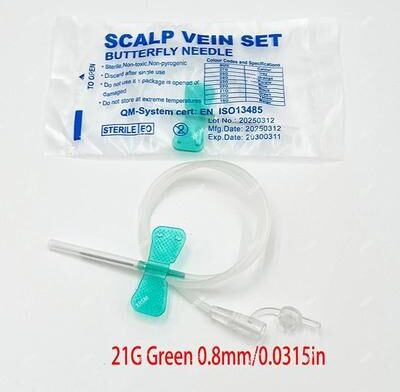 Inspired Finds Veterinary Pet Butterfly Infusion Needle Set For Safe IV Fluid Delivery 21g Green 50pcs