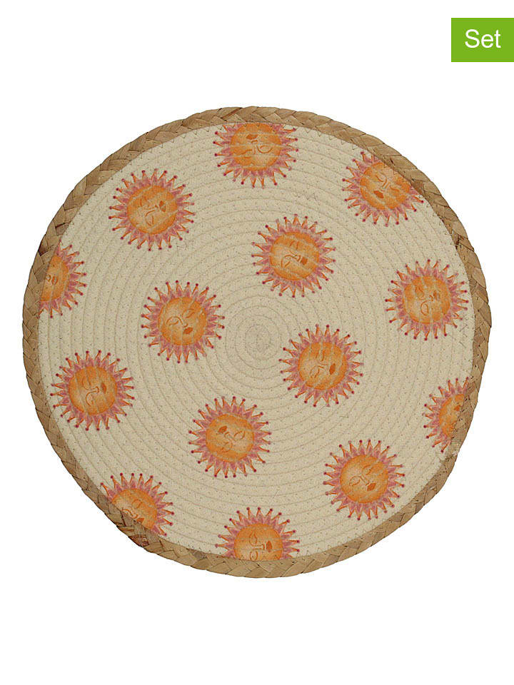 Kersten 4er-Set: Tischsets ''Sun'' in Beige/ Gelb - Ø 38 cm - onesize