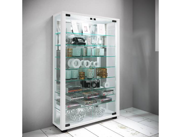 Buffet Lumo Mini avec miroir 59 x 91 x 18cm Avec éclairage Blanc/Blanc