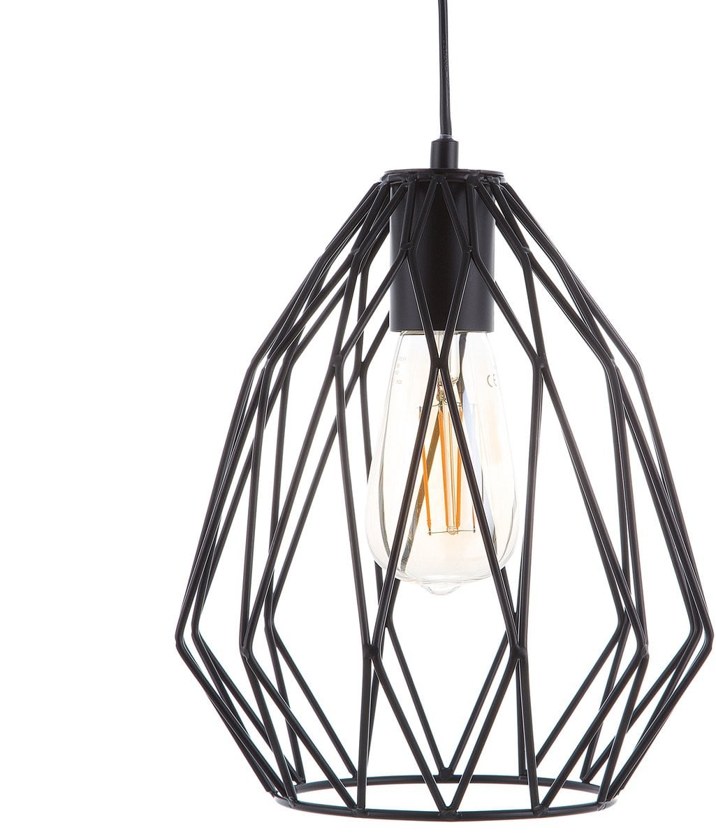 Beliani Industriële Hanglamp Zwart Metaal