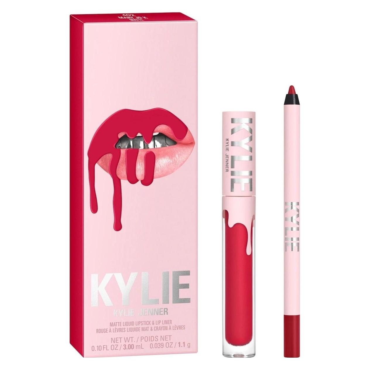 Kylie Jenner Matte Lip Kit 402 Mary Jo K for Women 0.10 oz Matte Liquid Lipstick 0.03 oz Lip Liner (Rot) (35720171402)
