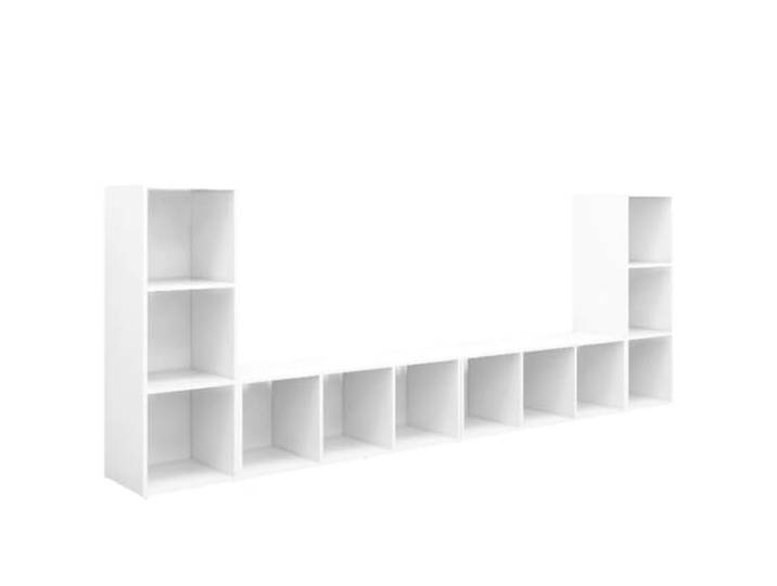 hliofuir 4er-Set TV-Schrank Weiß 107x35x37 cm Holzwerkstoff Lowboard Vielseitiges 4er-Möbelset mit 3 Fächern für Wohnzimmer und Schlafzimmer, liegend oder stehend aufstellbar.
