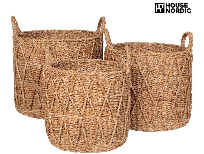 Set mit 3 Aufbewahrungsboxen KRABI natürliches holz 36x36x30cm