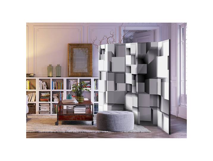 Paravent Geometric Puzzle Polaire Gris 225 x 172 x 3cm 5 éléments