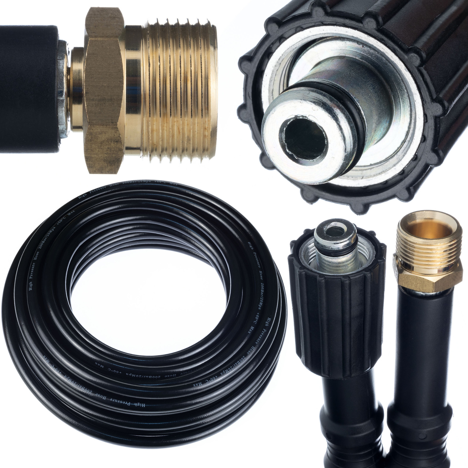 ROSFIX Hogedrukslang Vervanging 10 m – M22–M22 | 200 Bar | Nylon Vlecht PVC Buitenlaag | Compatibel met Kärcher Hogedrukreiniger