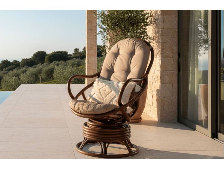 Garten-Loungesessel Finn - aus Rattan in Dunkelwalnuss - Dunkelwalnuss - Luxusbetten24