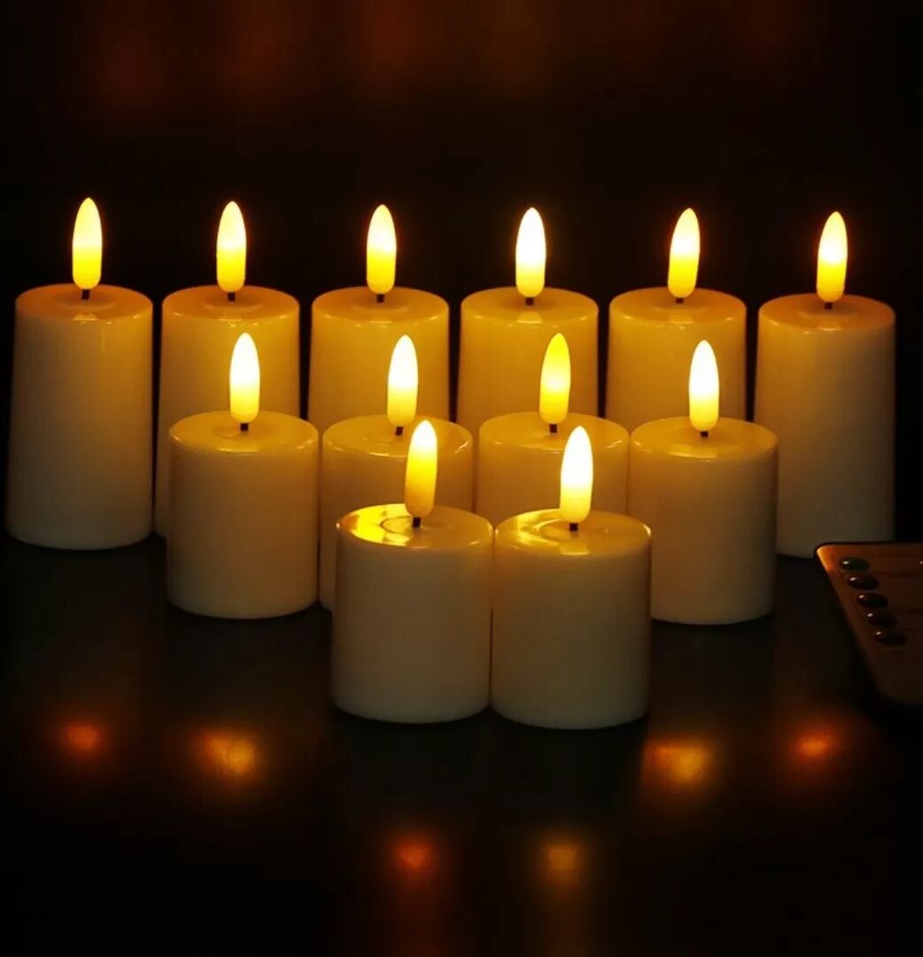 INF 6er-Set Wiederaufladbare LED-Flammenlose Kerzen mit Fernbedienung, Warmweißes Licht