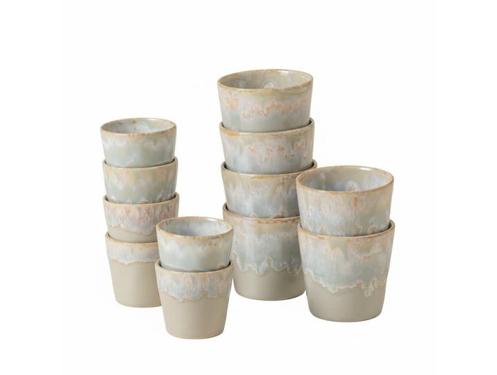 Costa Nova Espresso Grespresso, Hellgrau, Keramik, 12-teilig, 210 ml,80 ml, Handmade in Europe, Kaffee & Tee, Tassen, Kaffeetassen-Sets