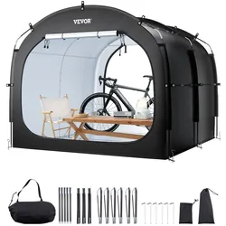 VEVOR Fahrradzelt, 5 Fahrräder, geräumige Fahhrradgarage, Fahrradzelt mit hochfestem Fiberglas & Doppelreißverschlüssen, Fahrradschuppe, 224x247x198 cm