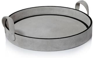 Zodax Arden Suede Leather Round Serving Tray