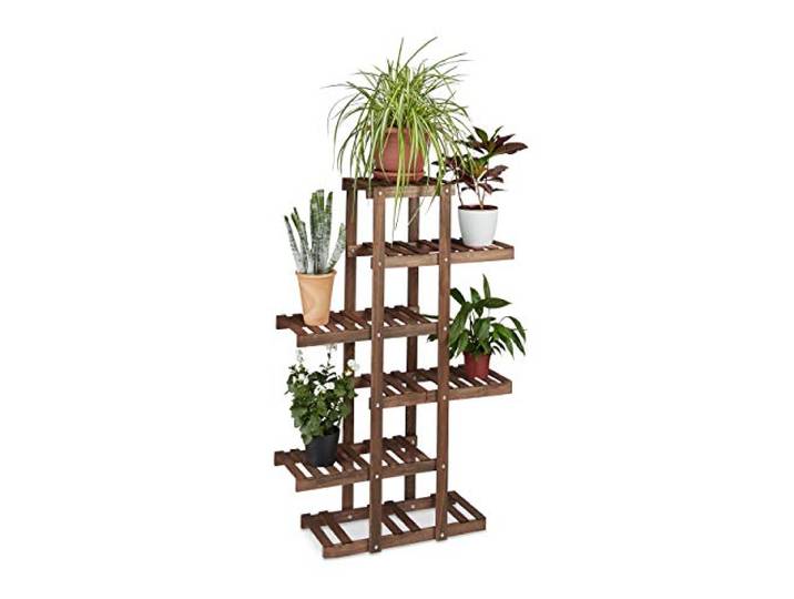 Relaxdays Etagère à fleurs en bois escalier pour plantes 5 niveaux échelle fleurs\, 125 x 81 x 25 cm\, marron foncé