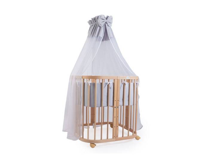 Waldin Babybett Mobiles Babybett aus Holz 7in1 mit Matratze, mitwachsend