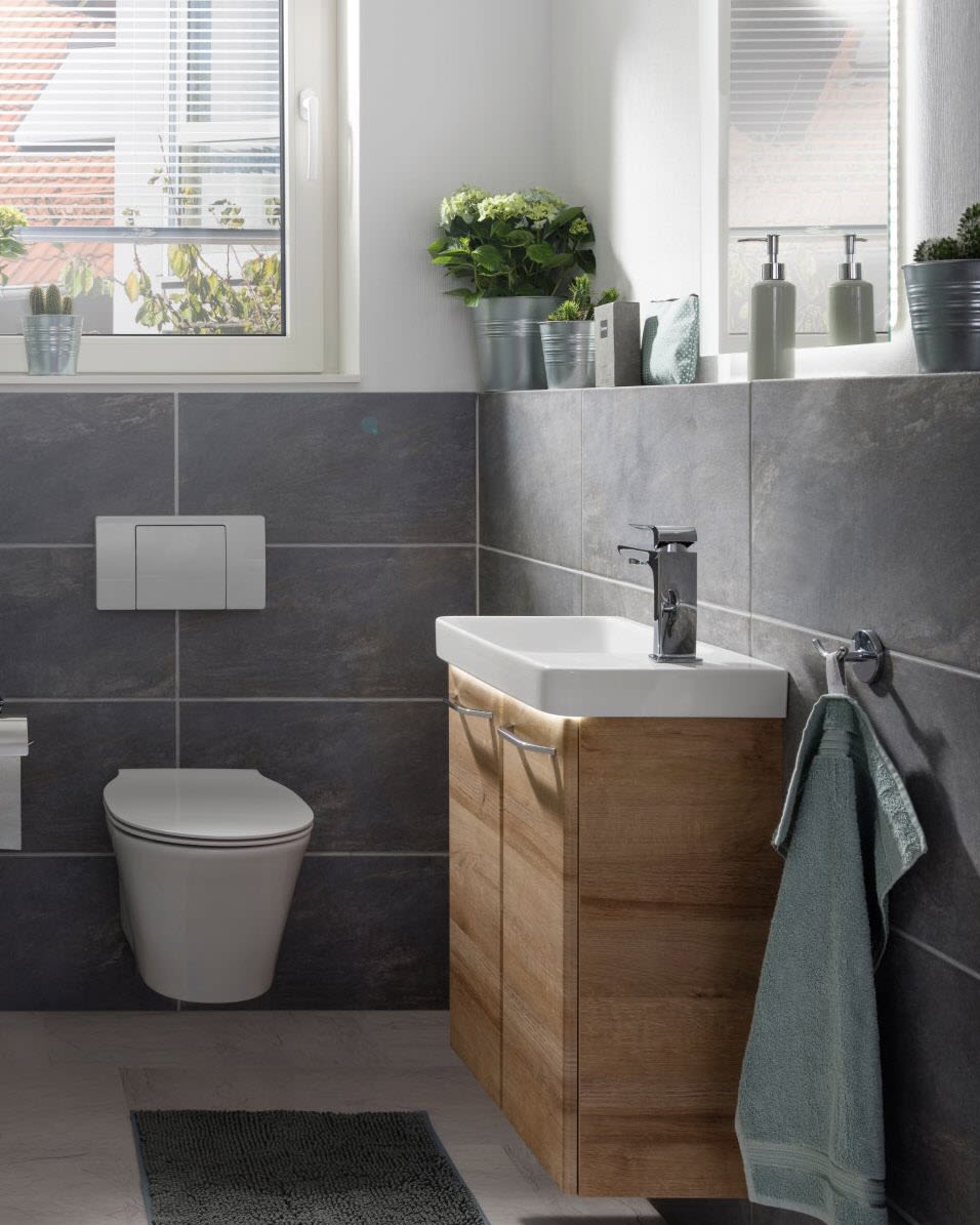 Fackelmann MILANO Keramik-Waschtisch Gäste-WC 55 cm, Badkeramik, 82396,