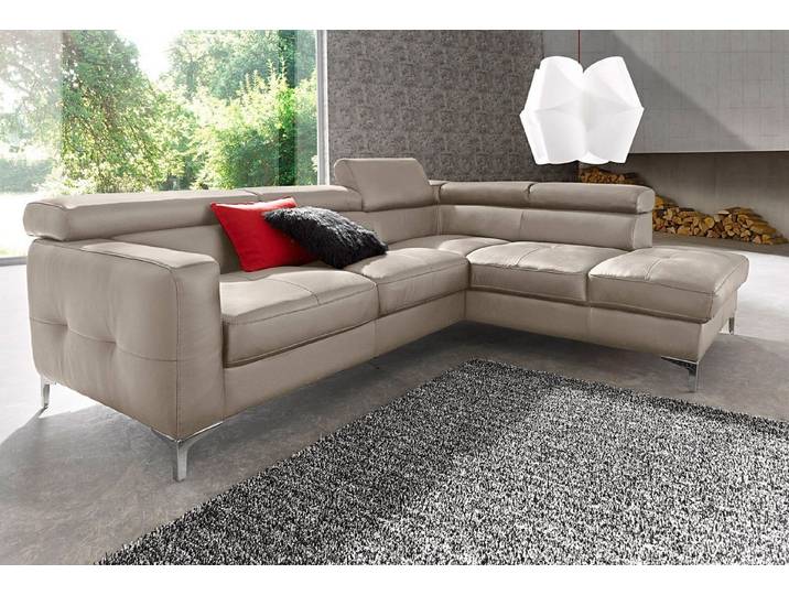 COTTA Polstergarnitur Sammy L-Form, (Set), Set bestehend aus: Ecksofa mit Kopfteilverstellung & Hocker