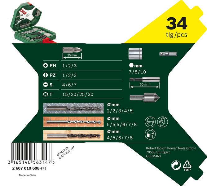 Bosch X-Line Classic Bohrer- und Schrauber-Set, 34-teilig 2607010608