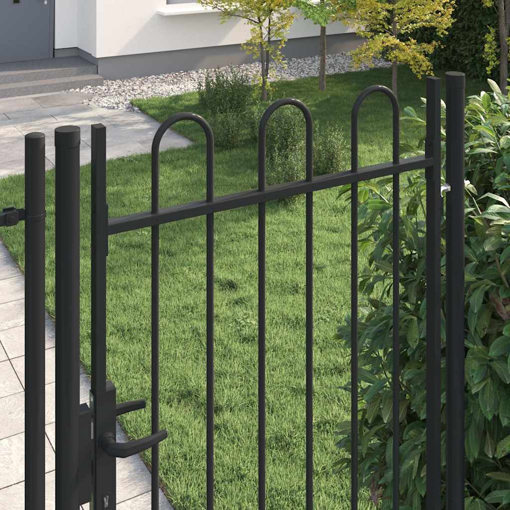 vidaXL Portail de clôture BOXTEL à porte avec arc en haut 1x2 m noir