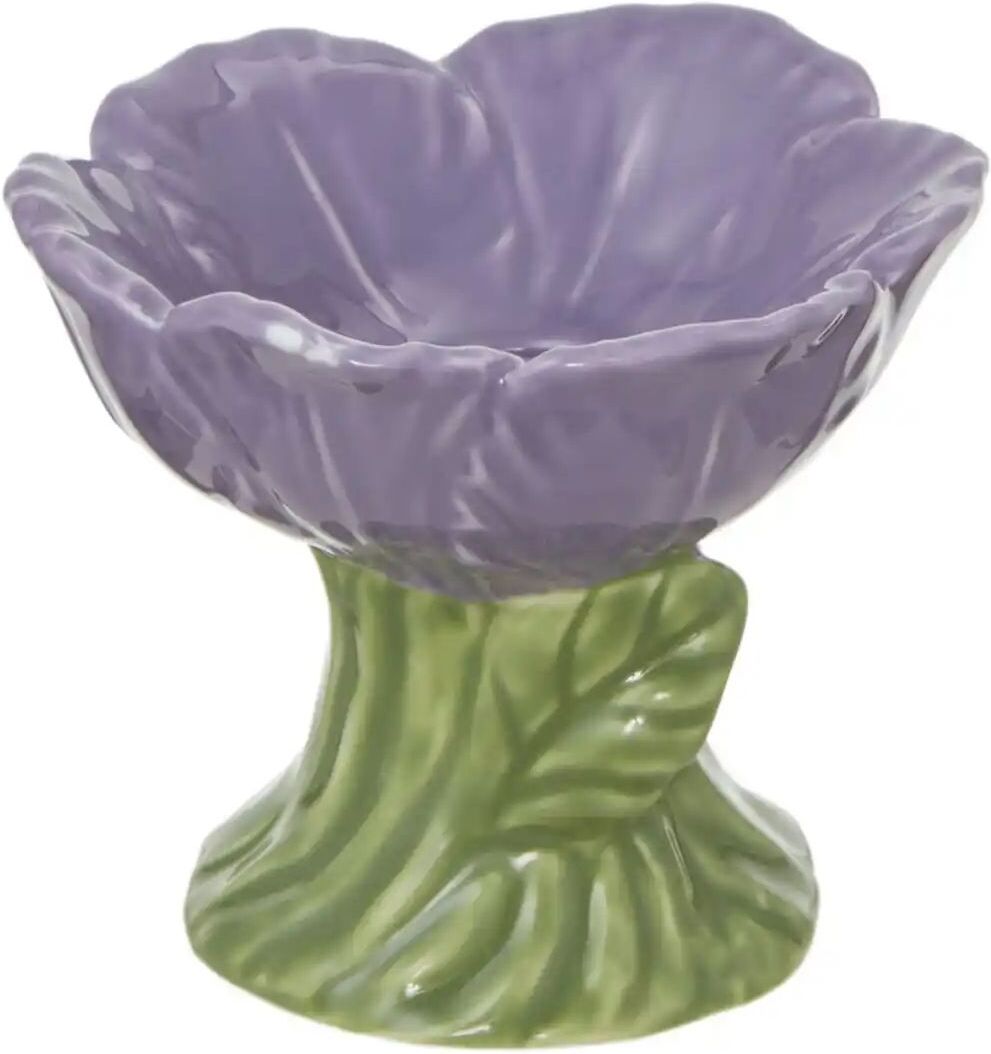 HOME STORY Kerzenhalter Blüte   ¦ lila/violett ¦ Porzellan ¦ Maße (cm): B: 8,7