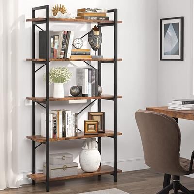 Bluebell 5 Tier Bookcase,White Bookshelf for Living Room, Study, Home Office,Balcony
